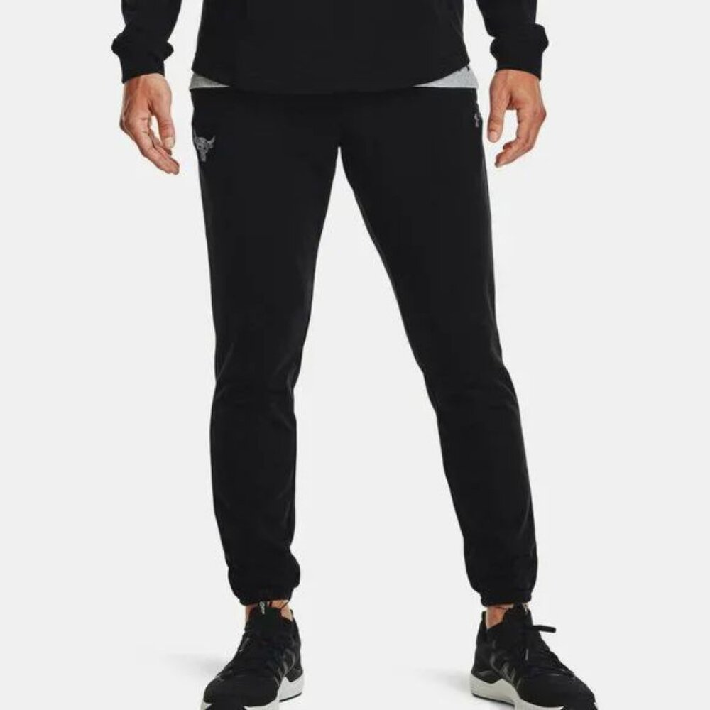 Under Armour Mens Project Rock Taper Sweatpants 1369936-001 Black NWT